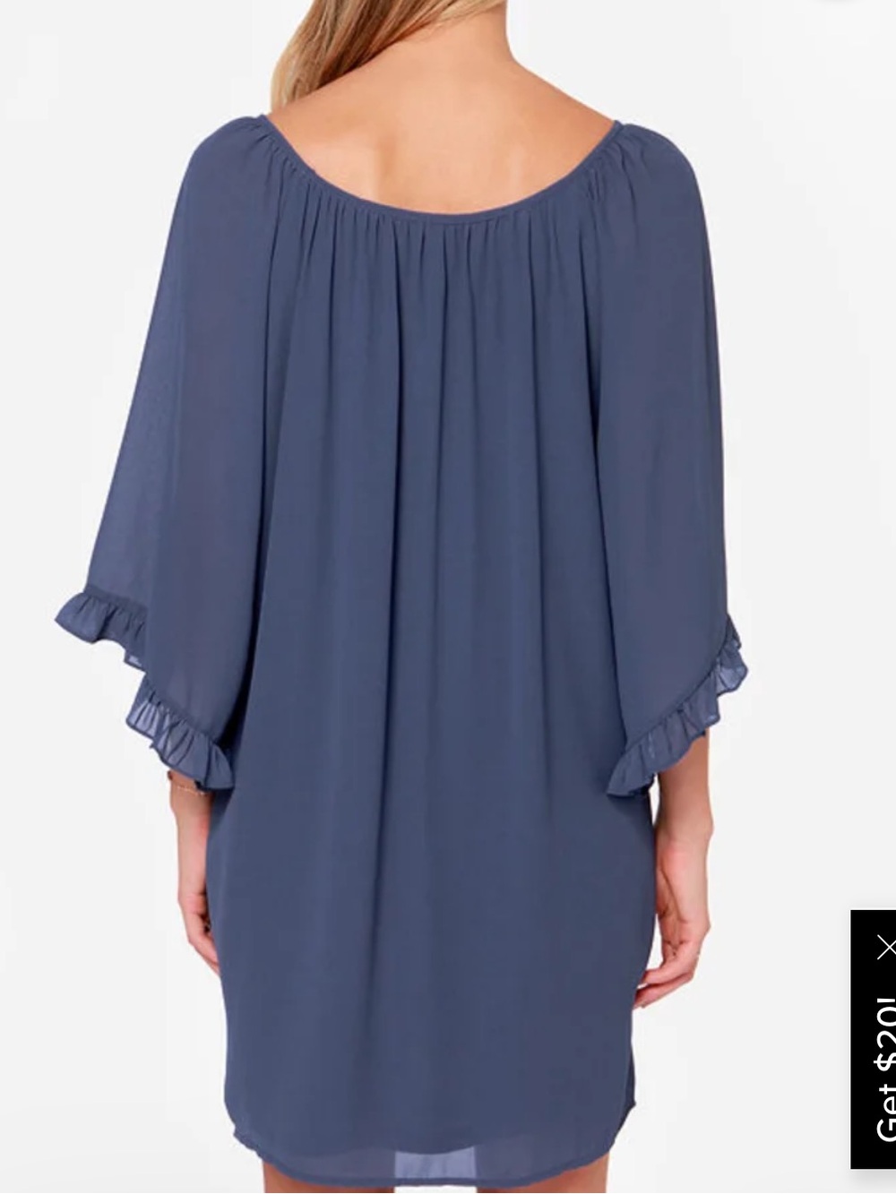 “Frill for the taking” Lulu’s denim blue shift dress. Size large GUC - Picture 10 of 11